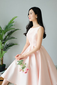 [대여] 블러쉬 핑크 플레어 미카도 드레스